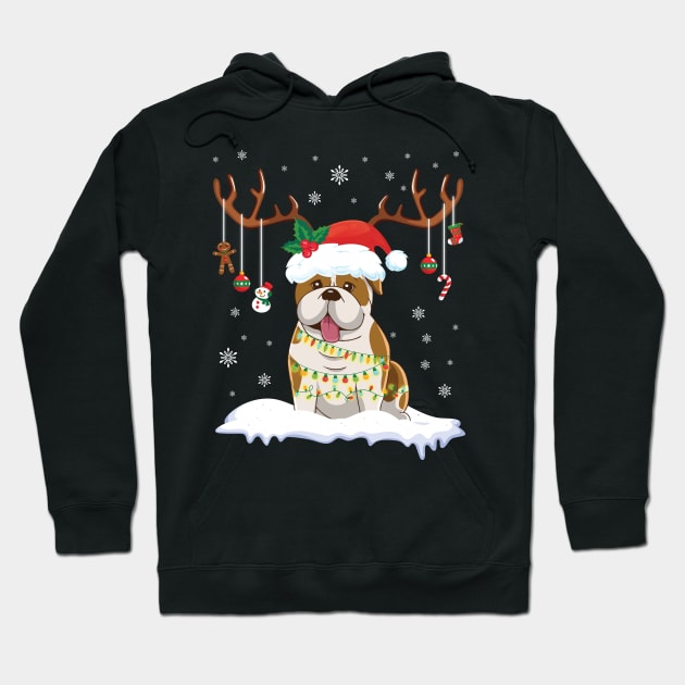 English Bulldog Reindeer Santa Noel Costume Dancing On Snow Hoodie by bakhanh123